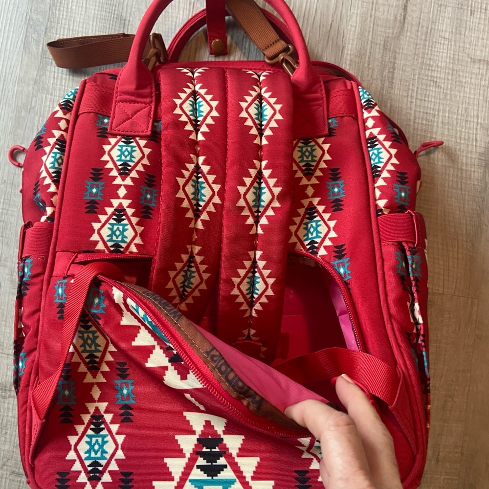 Red Patterned Backpack - image 5